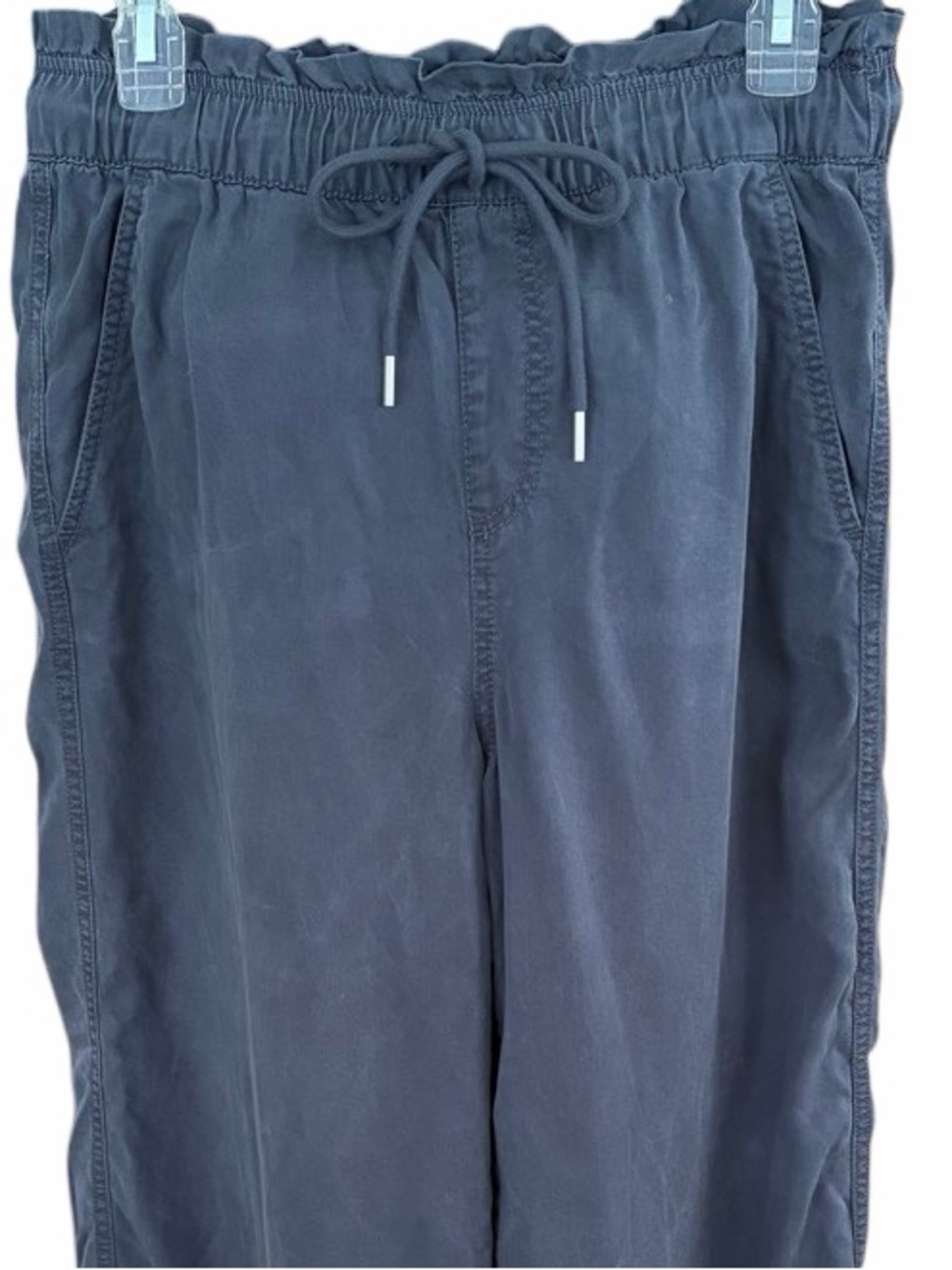 LOFT Breezy Paperbag Waist Drawstring
Cropped Pants, Faded Charcoal size Small. - Picture 3 of 5